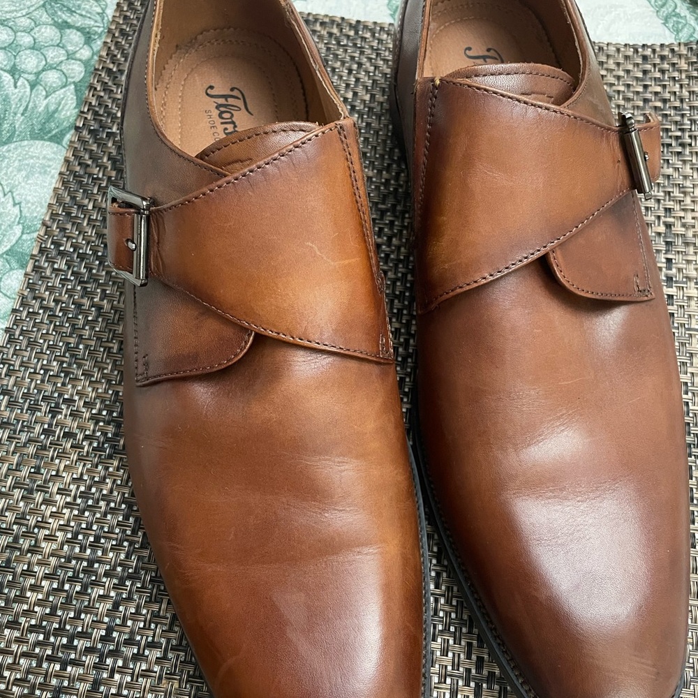 Florsheim Tan/Brown Leather Single Monk Strap Dress Shoes
